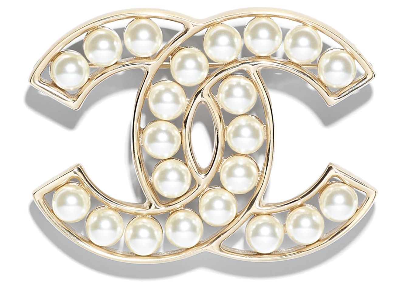 Chanel 19 Brooch Gold/White in Metal/Glass - US