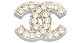 Chanel 19 Brooch Gold/White