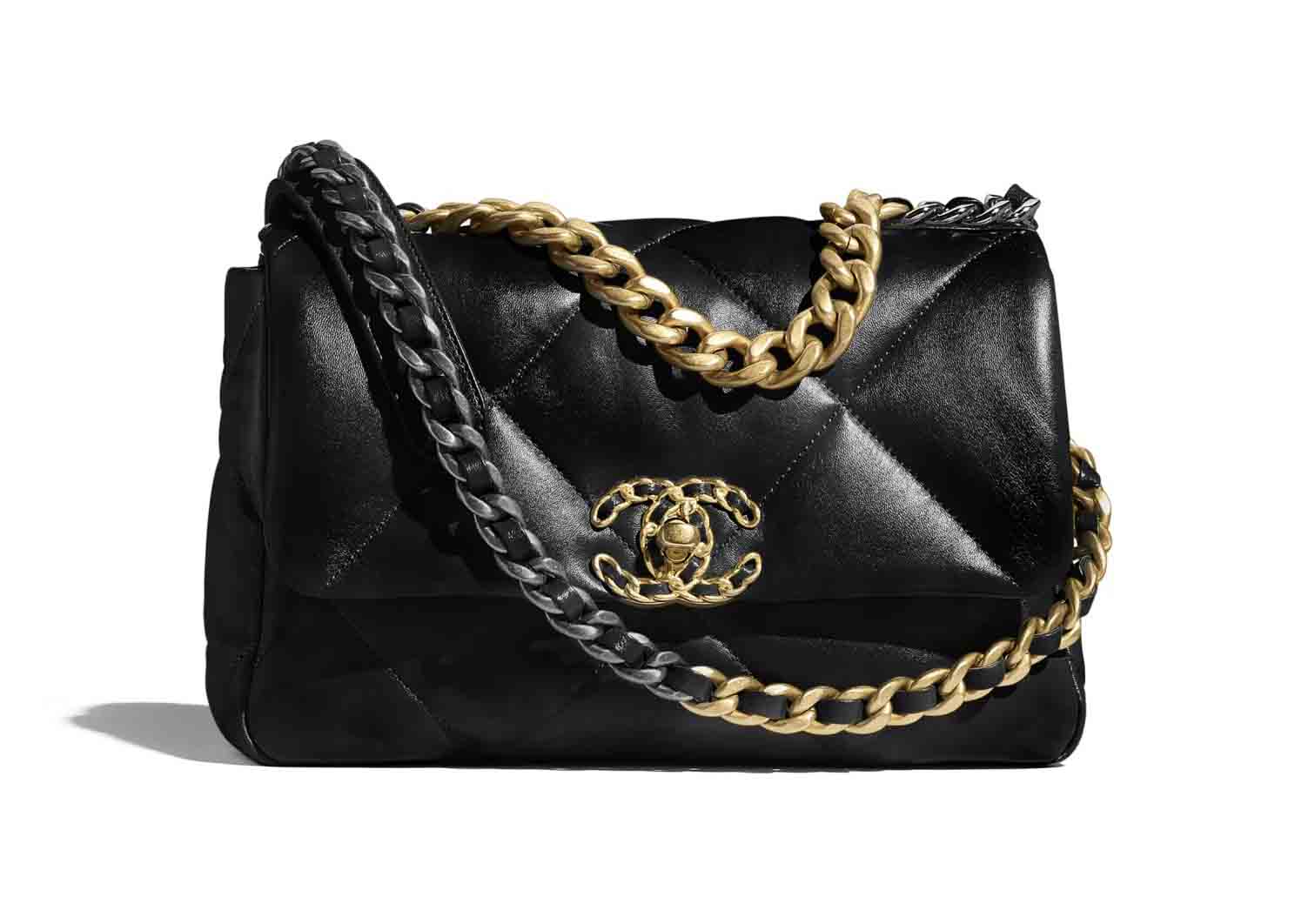 Chanel 19 Handbag Black Lambskin in Lambskin with  GoldSilverRutheniumtone  US