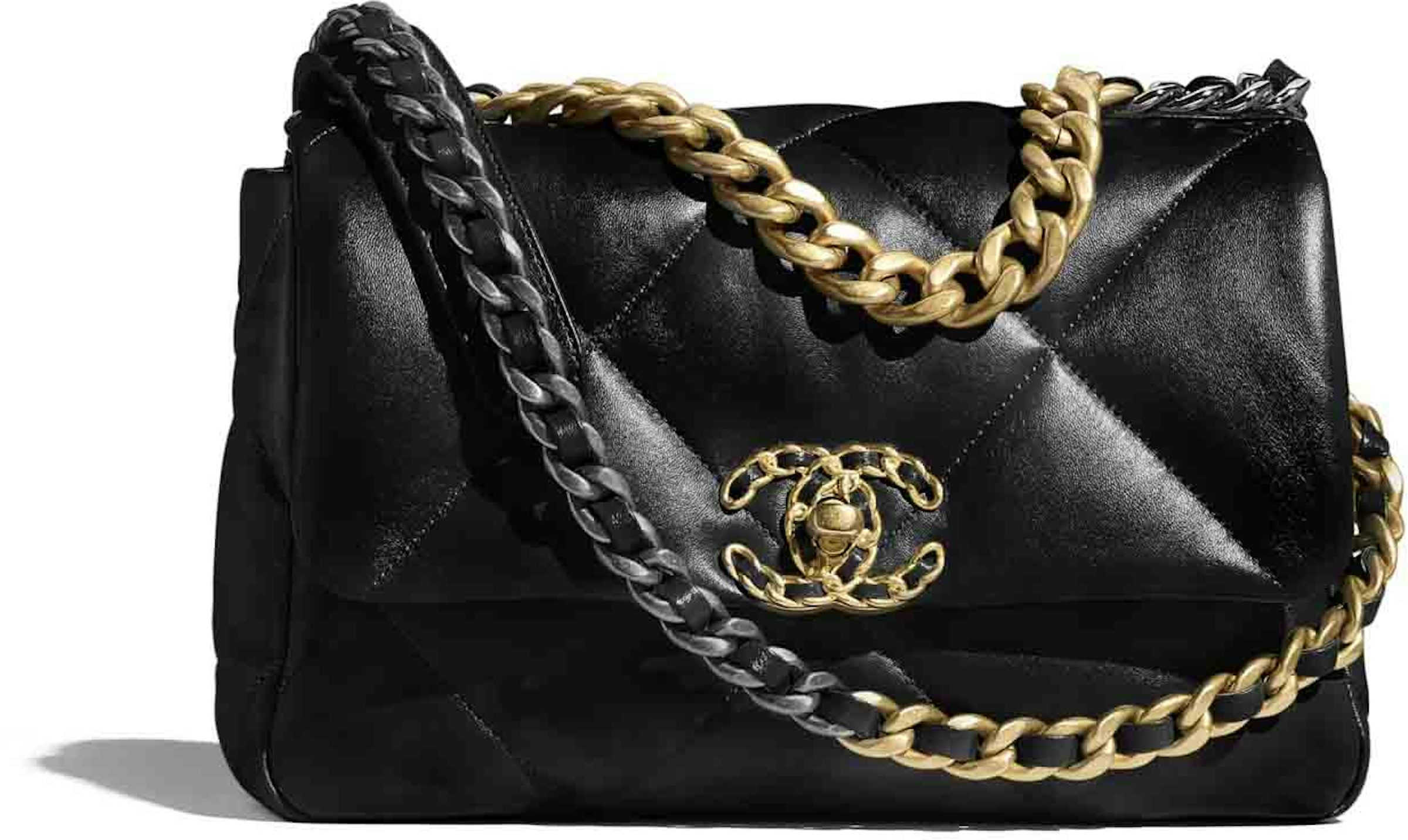 Chanel 19 Hobo Bag Black Aged Calfskin Brushed Gold Hardware