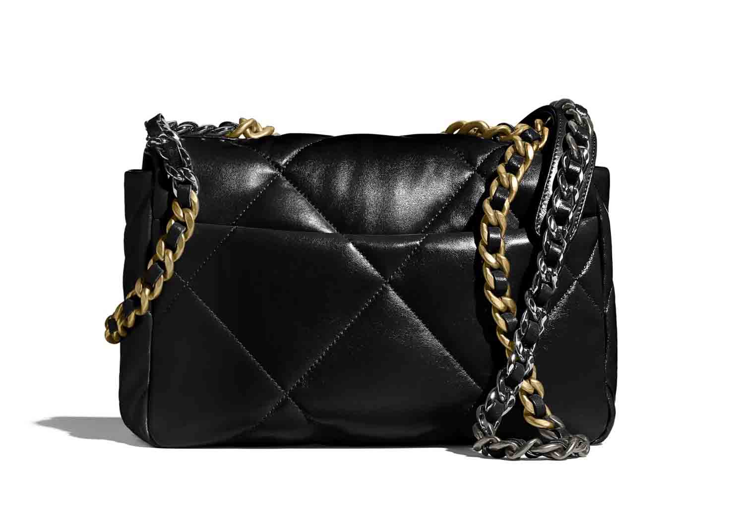 Chanel 19 Handbag Black Lambskin in Lambskin with Gold/Silver 