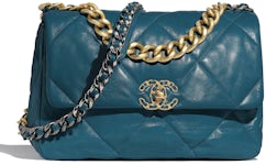 Chanel 19 maxi handbag, Shiny lambskin, gold-tone, silver-tone &  ruthenium-finish metal, black — Fashion | CHANEL