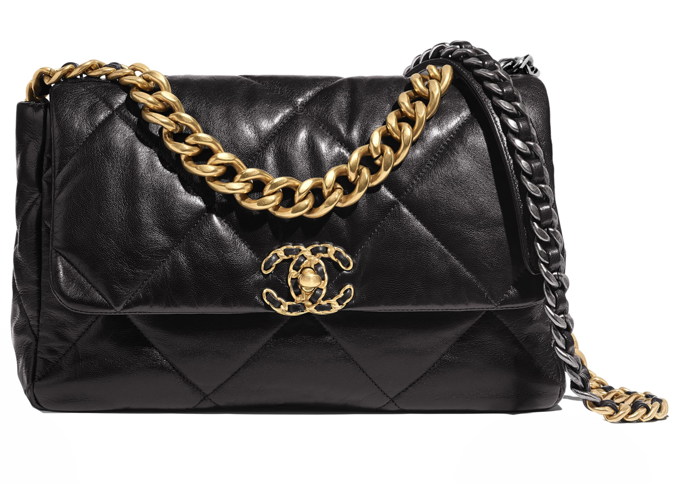 CHANEL 19 Handbag Back Pocket CC lock Quilted Black Crossbody  Chelsea  Vintage Couture