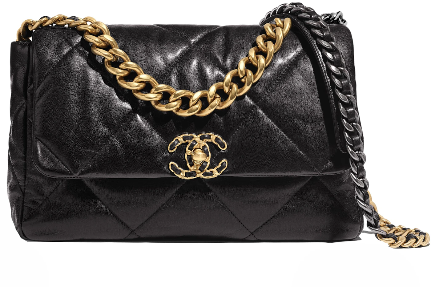 Chanel Flap Bag Lambskin Large Black in with Metal - US