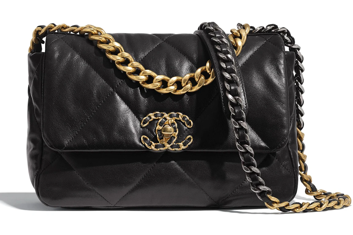 Chanel 19 Handbag Black Goatskin