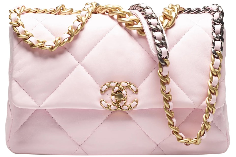 Chanel 19 Handbag Large 22S Lambskin Light Pink in Lambskin Leather with  Gold-tone - JP