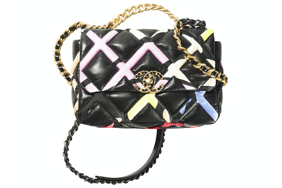 Chanel 19 Handbag Small 22S Lambskin Black/Multicolor in Lambskin Leather  with Gold-tone - US