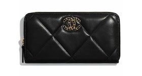 Chanel 19 Long Zipped Wallet Black