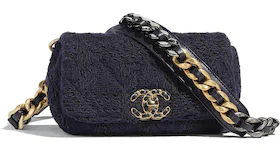 Chanel 19 Waist Bag Tweed Gold/Ruthenium-tone Navy/Black