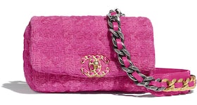Chanel 19 Waist Bag Tweed Gold/Ruthenium-tone Pink