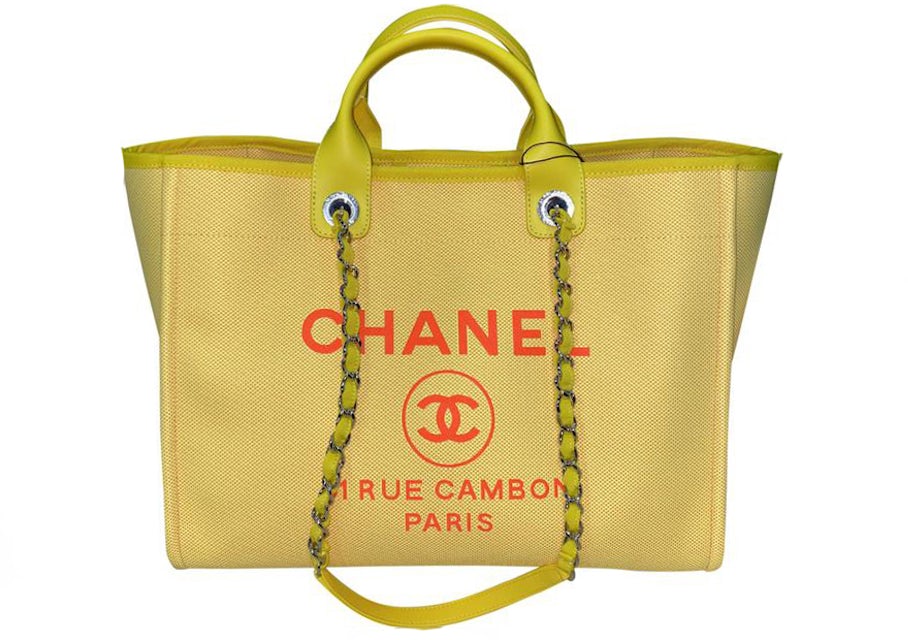 Chanel 21S Deauville CC Large Tote Yellow/Orange in Mixed Fibers - US
