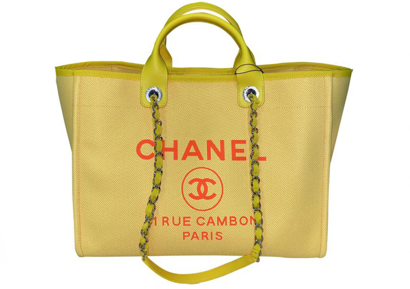 Chanel 21S Deauville CC Large Tote Yellow/Orange in Mixed Fibers - US