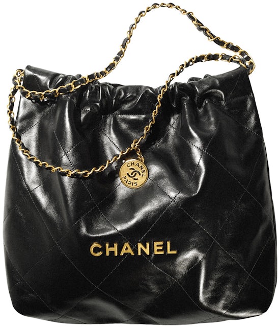 Chanel 22 Handbag 22S Calfskin Black in Calfskin Leather with Gold