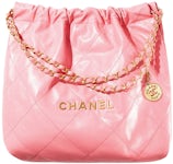 Chanel 22 Handbag Shiny Calfskin Gold AS3261 White in 2023