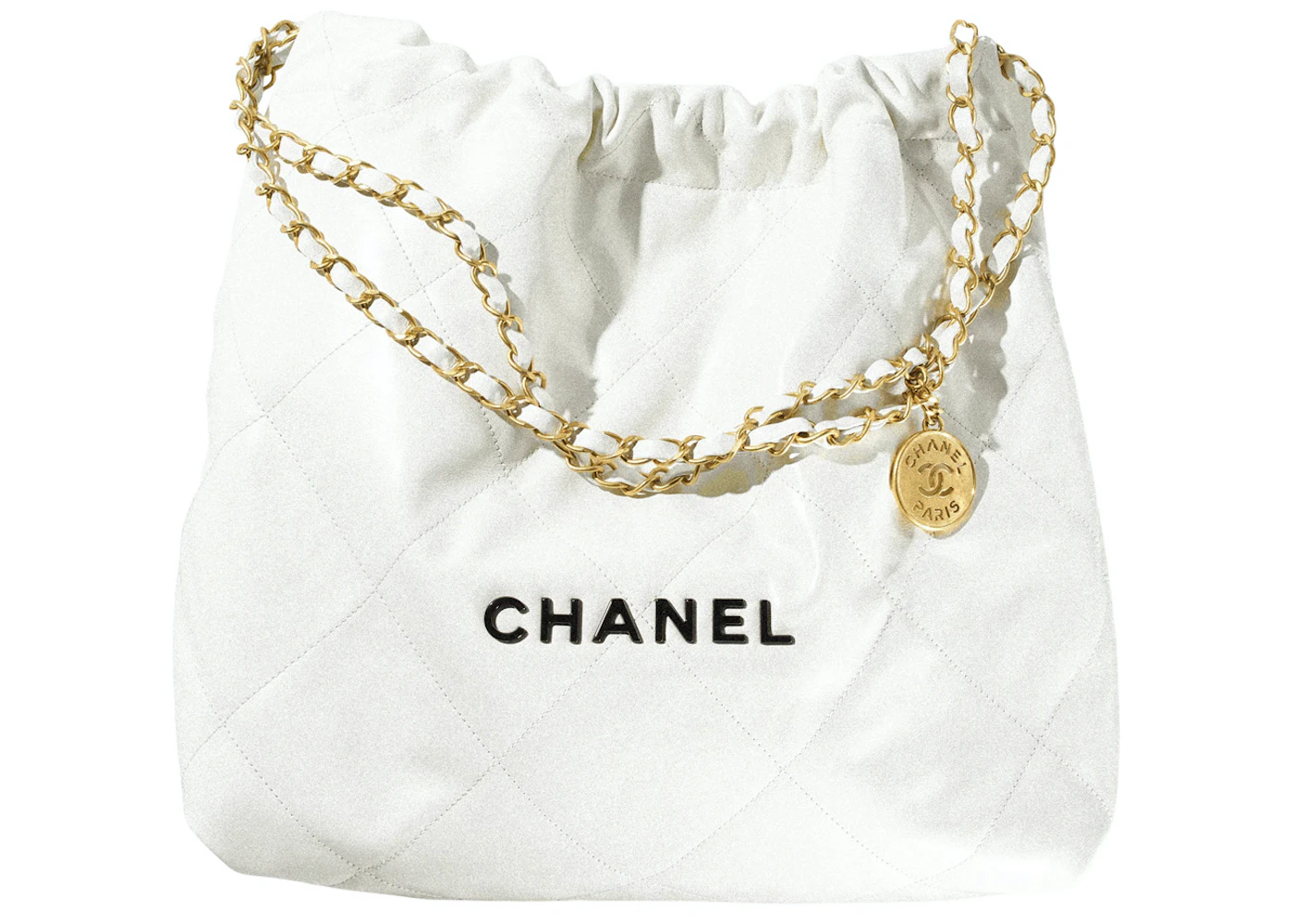 Chanel 22 Handbag 22S Calfskin White/Black Logo in Calfskin