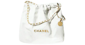 Chanel 22 Handbag 22S Calfskin White/Gold Logo