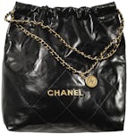 Chanel 22 Handbag Large 22S Calfskin Black/White Logo in Calfskin Leather  with Gold-tone - US