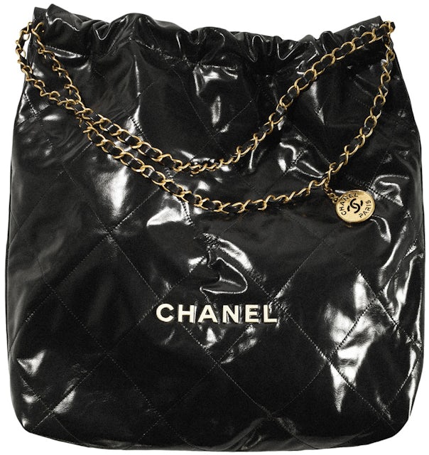 Chanel 22C Mini Flap Bag Mini Patent Black in Calfskin Leather with  Black-tone - US