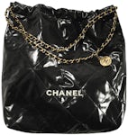 Large back pack chanel 22, Shiny calfskin & gold-tone metal , black —  Fashion