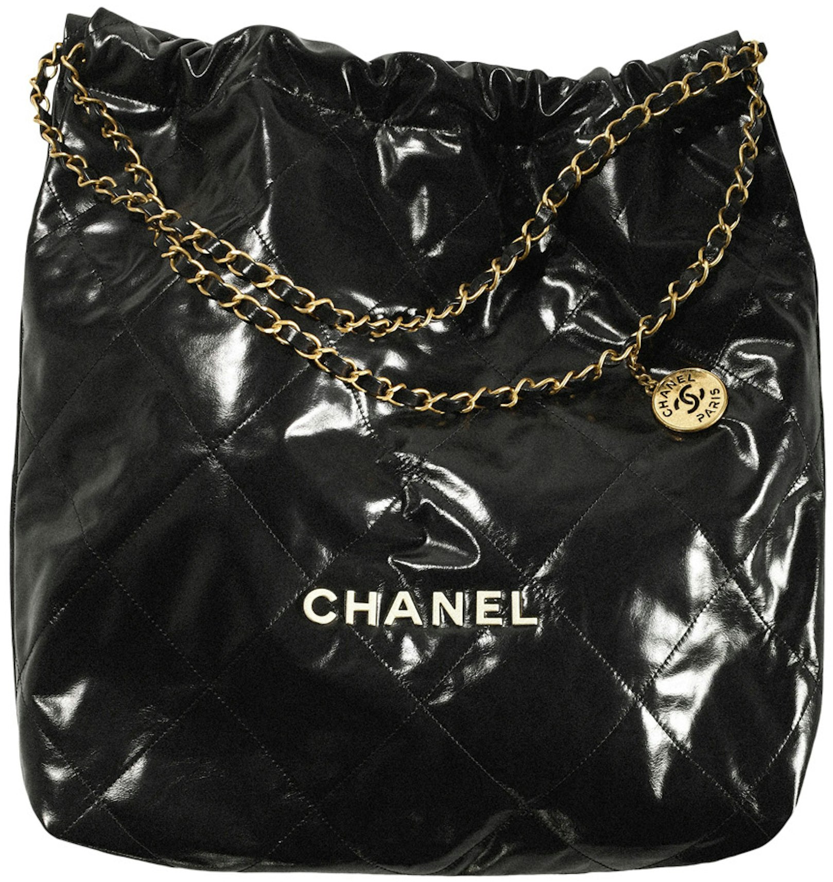 Pirat ufravigelige Rosefarve Chanel 22 Handbag Large 22S Calfskin Black/White Logo in Calfskin Leather  with Gold-tone - US