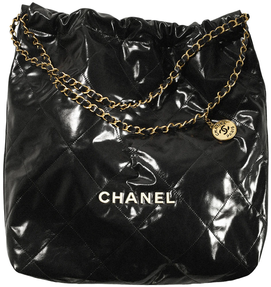 Chanel 22 Handbag Large 22S Calfskin Black/White Logo in Calfskin