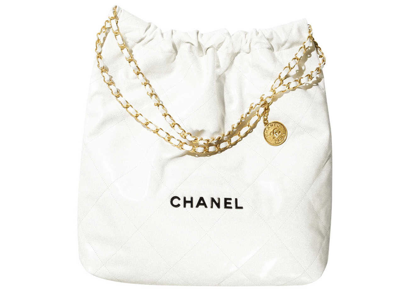 Chanel 22 Handbag Large 22S Calfskin White/Black Logo in Calfskin 