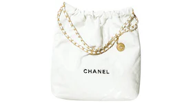 Chanel 22 Handbag Large 22S Calfskin White/Black Logo