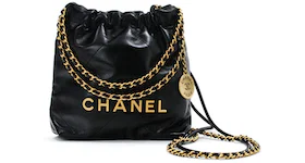 Chanel 22 Handbag Mini 23S Shiny Calfskin Black