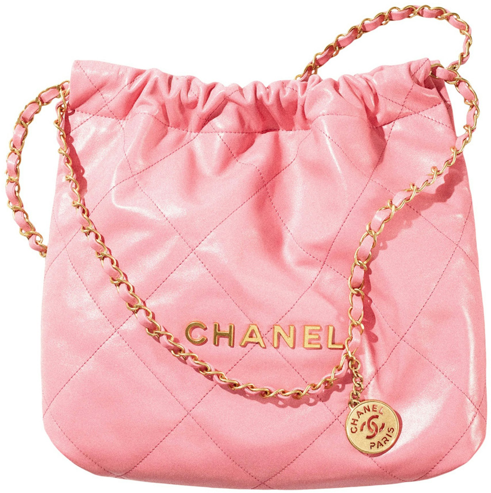 Grønland race lige ud Chanel 22 Handbag Small 22S Calfskin Coral Pink in Calfskin Leather with  Gold-tone - US