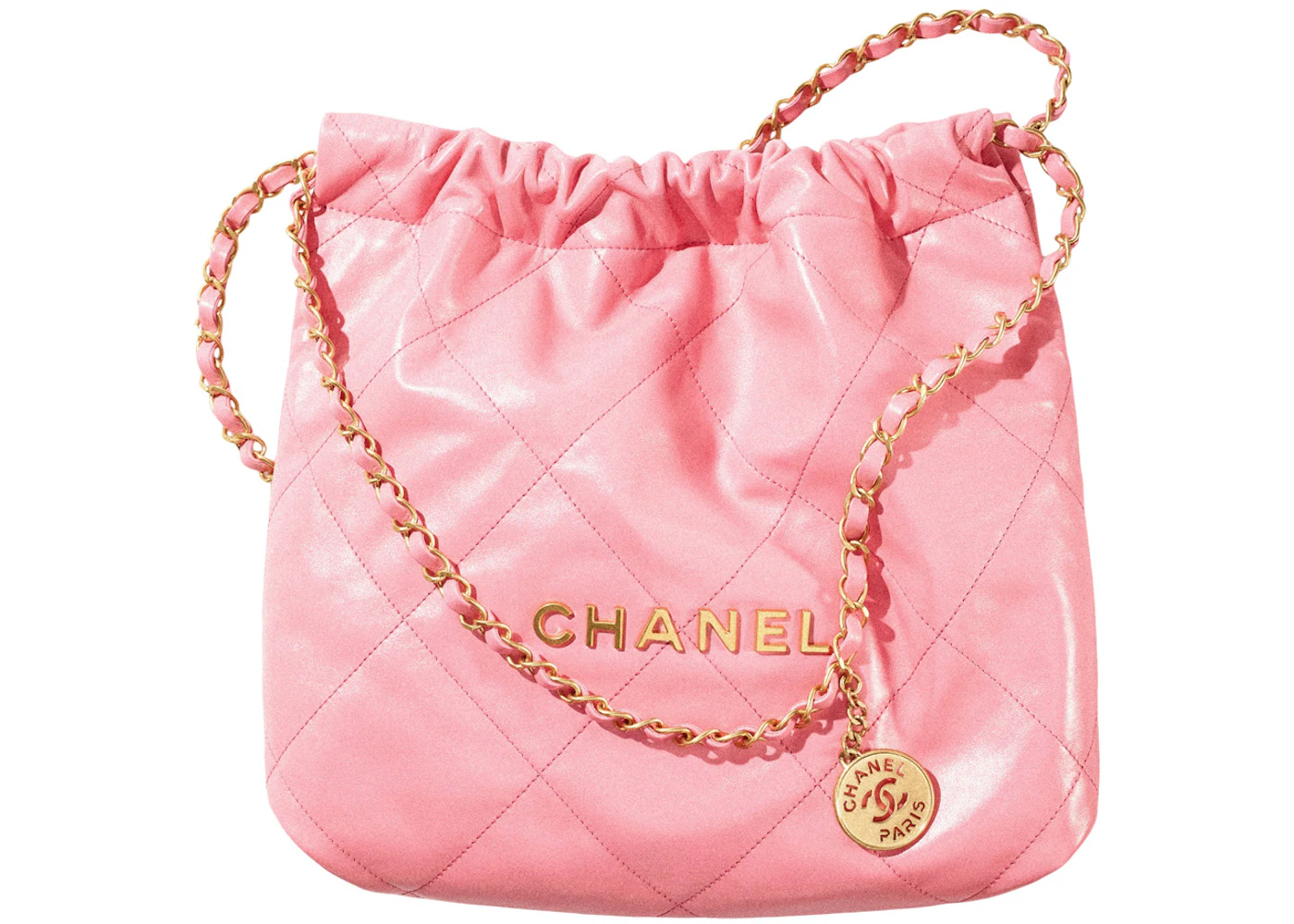 Chanel 22 Handbag Small 22S Calfskin Coral Pink in Calfskin Leather with  Gold-tone - GB