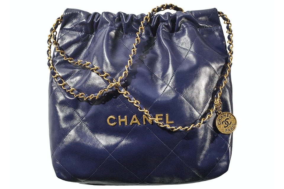 Chanel 22 Handbag Small 22S Calfskin Navy in Calfskin Leather with  Gold-tone - GB