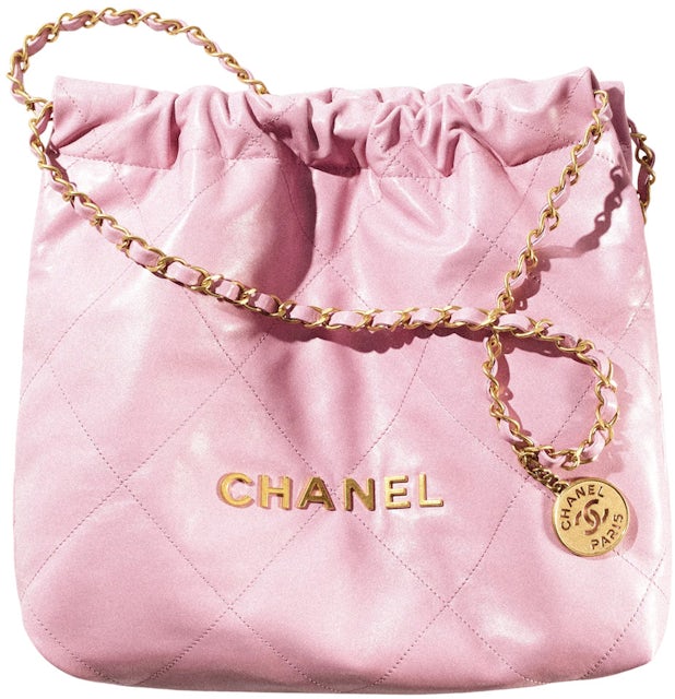 Chanel 22 Small Shoulder Bag Pink Quilted Leather