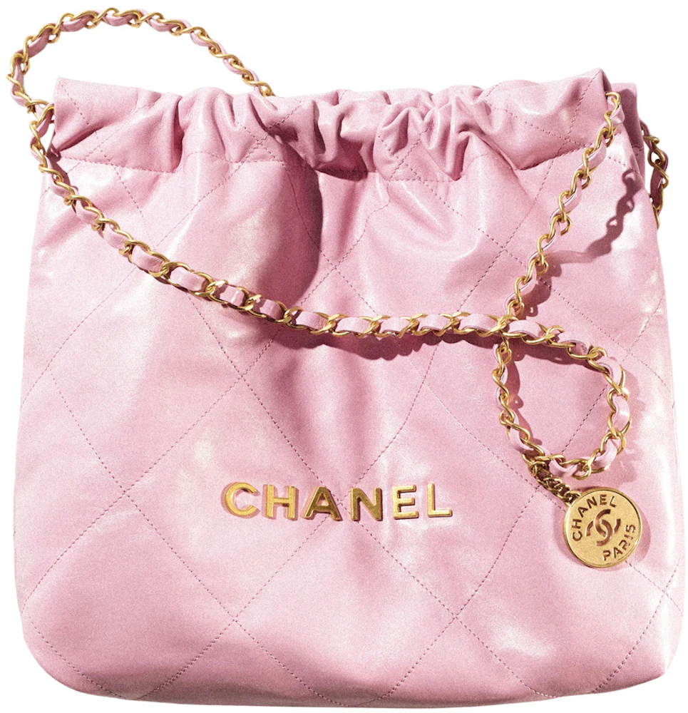 Chanel 22 Handbag Small 22S Calfskin Pink in Calfskin Leather with
