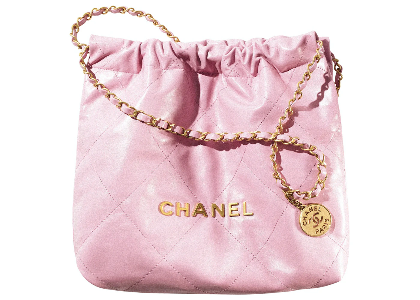 Chanel 22 Handbag Small 22S Calfskin Pink in Calfskin Leather with Gold-tone  - GB
