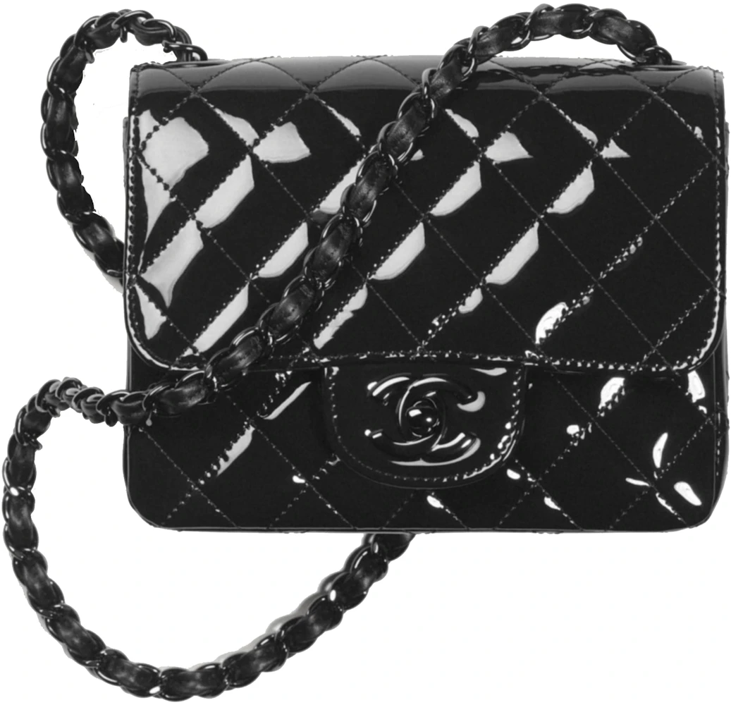 Chanel 22C Mini Flap Bag Mini Patent Black in Calfskin Leather with  Black-tone - US