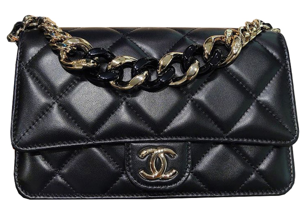 Pre-owned Chanel 22c Wallet On Chain Black