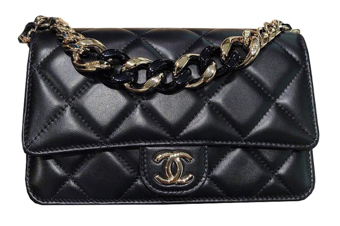 Pre-owned Chanel 22c Wallet On Chain Black