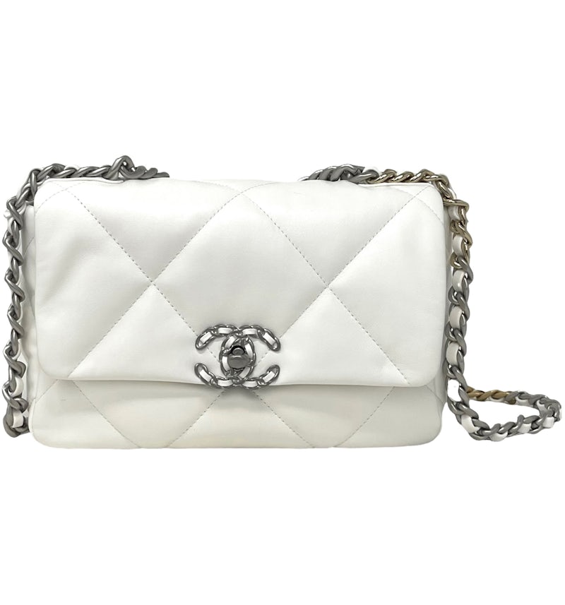 Chanel 22S Lambskin Chanel 19 Flap Bag Crossbody Bag Small White