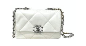 Chanel 22S Lambskin Chanel 19 Flap Bag Crossbody Bag Small White