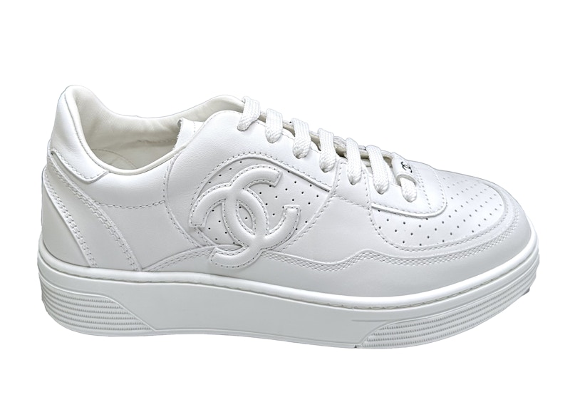 Chanel white best sale leather sneakers