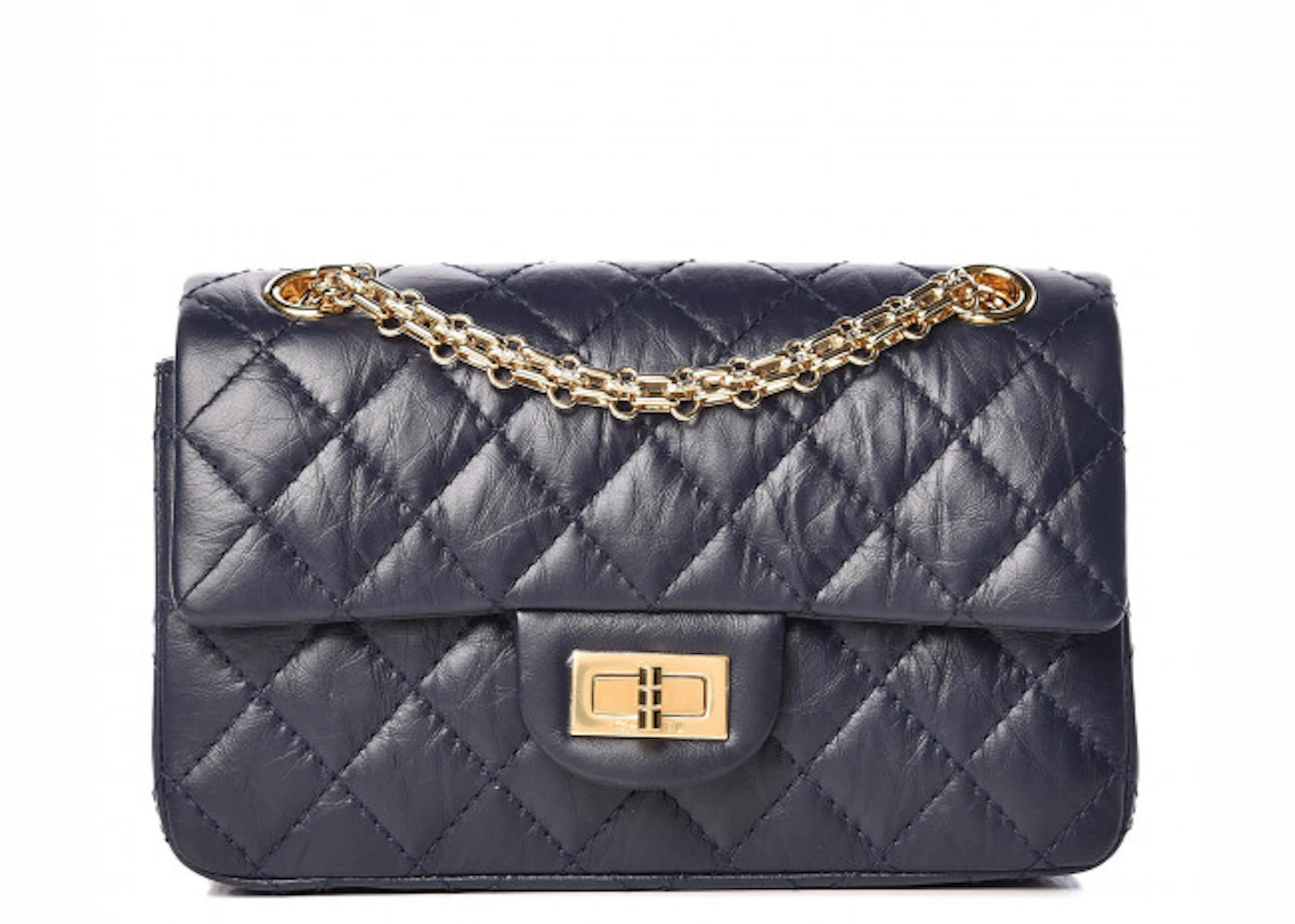 Chanel 2.55 Reissue Flap Quilted Crinkled Calfskin Gold-tone Mini