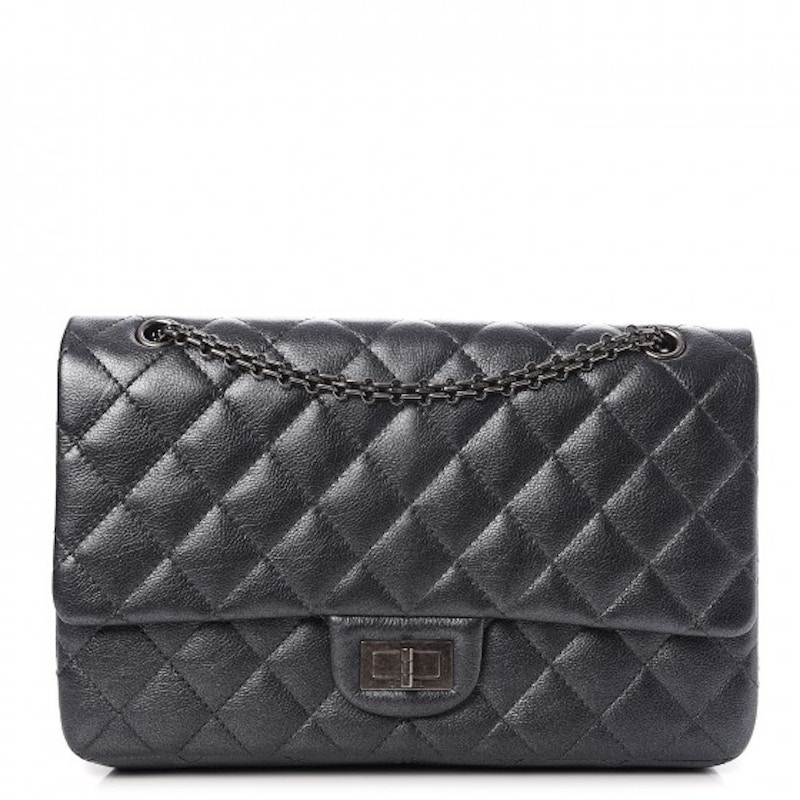 Chanel 2.55 Reissue Flap Quilted Metallic Calfskin Ruthenium tone