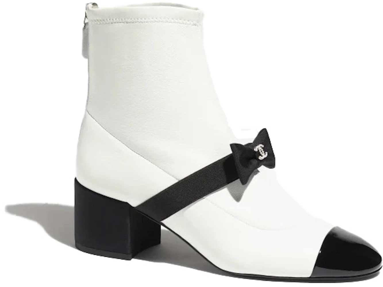 Bemærk Byen maske Chanel 55mm Bow Ankle Boots White Stretch Lambskin - G40099 Y56621 K5932 -  US