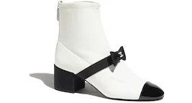 Chanel 55mm Bow Ankle Boots White Stretch Lambskin