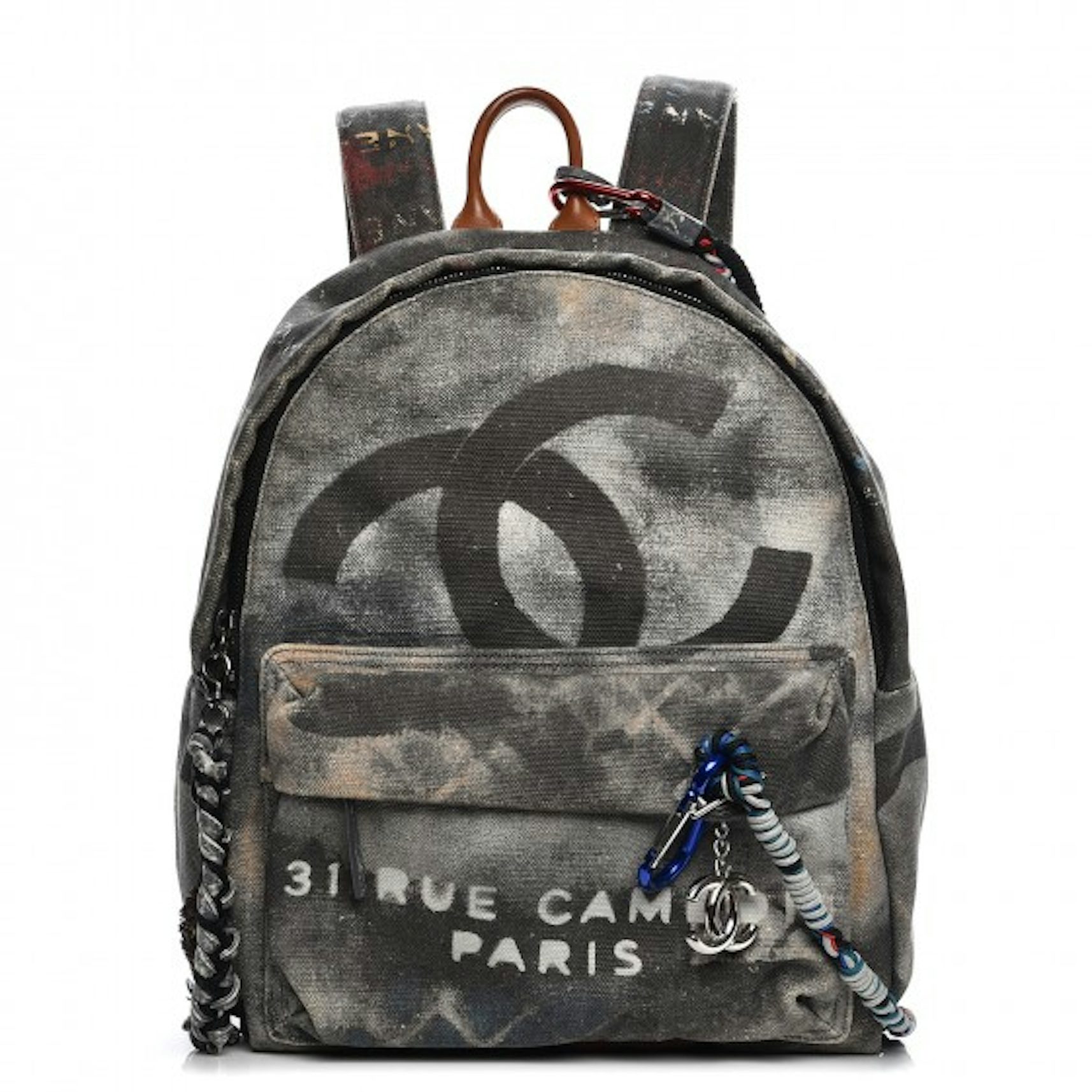 Chanel Grey Multicolor Canvas Graffiti Art School Backpack Silver