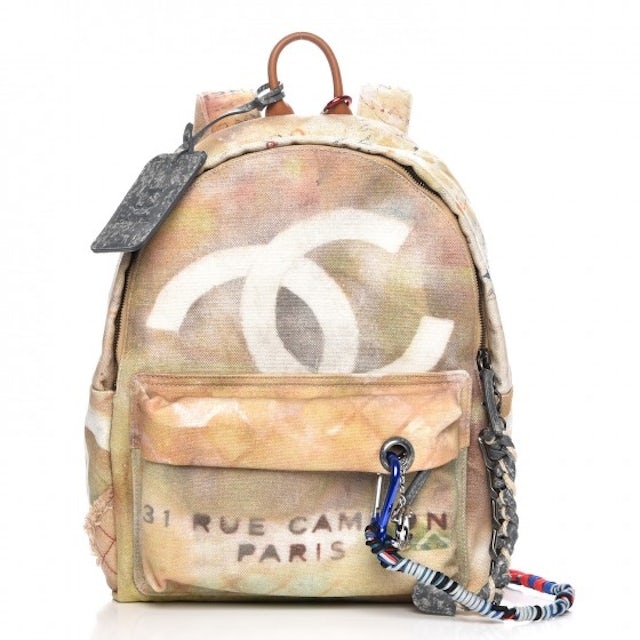 Chanel Art School Backpack Graffiti Printed Medium Beige in Canvas with  Ruthenium - MX