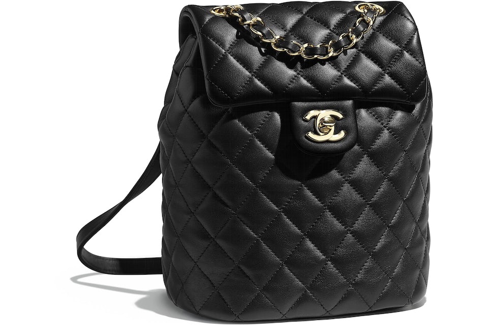 Chanel Backpack Quilted Calfskin Leather Gold-tone Black in