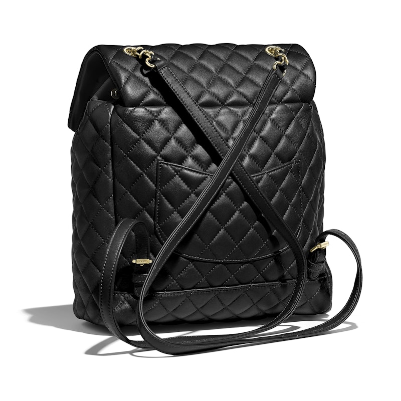 Chanel Backpack Quilted Goldtone Black in Calfskin with Goldtone US