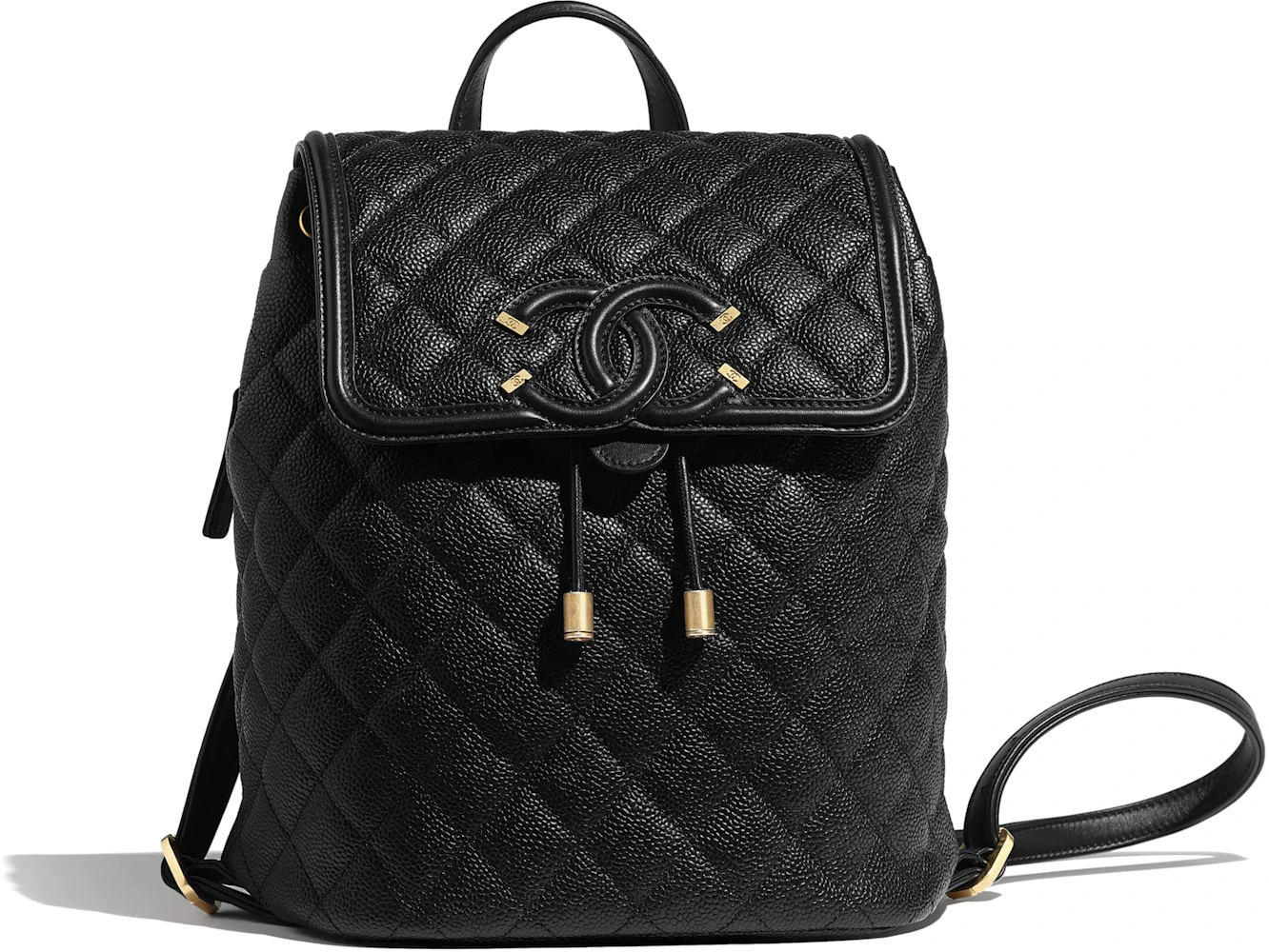 Chanel Backpack Filigree Quilted Caviar Gold-tone Black in Grained Calfskin  Leather with Gold-tone - US