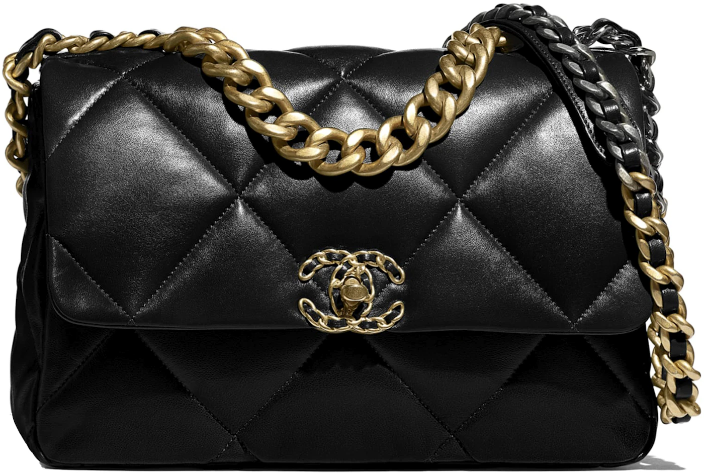 CHANEL Lambskin Quilted Large Chanel 19 Flap Black 524694